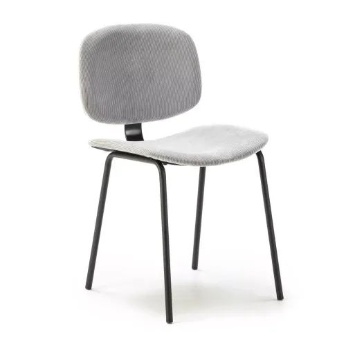 Pack Arus – Lot De 4 Chaises De Salle À Manger En Velours Côtelé Gris & Métal Noir