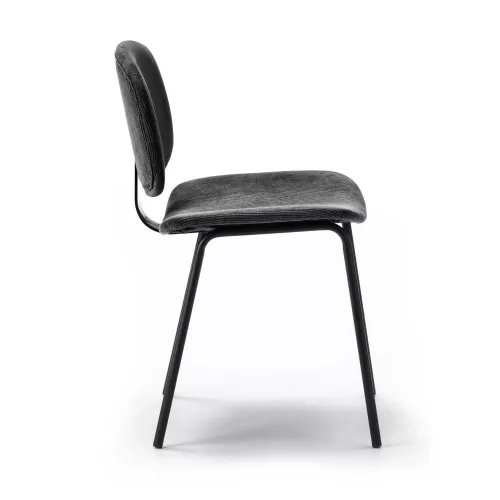 Pack Arus – Lot De 4 Chaises De Salle À Manger En Velours Côtelé Noir & Métal Noir