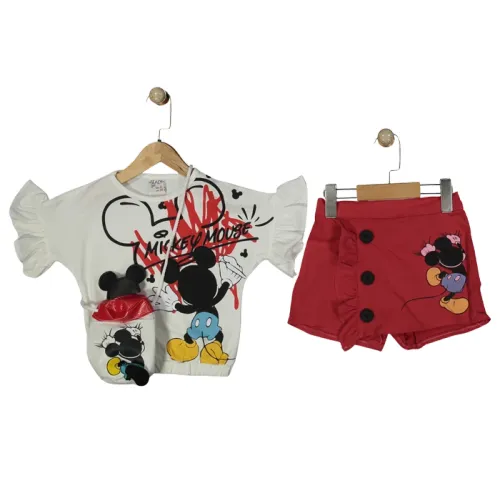 Ensemble 3 Pièces Fille – T-shirt, Short Et Petit Sac