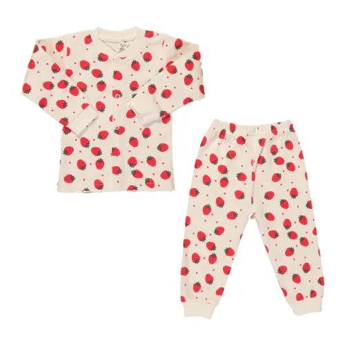 Pyjama Interlock Boutons-pression Motif Fraises