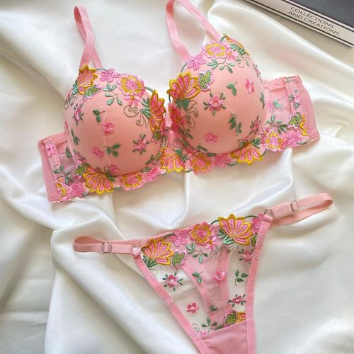 Ensemble Push-up Brodé – Rose Bébé