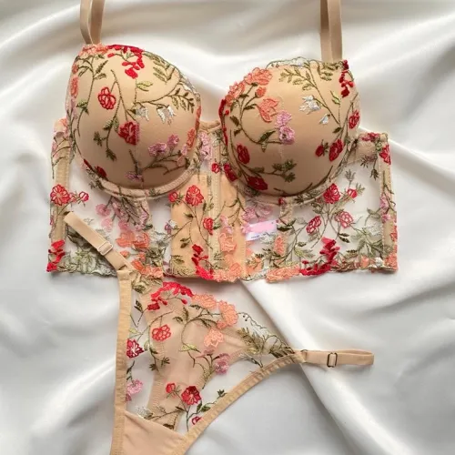 Bustier Brodé Whisky Café - Ensemble De Lingerie Sophistiqué