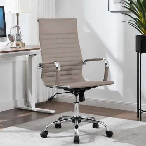 Pack Enola – Ensemble De Bureau Professionnel : 1 Fauteuil Direction + 2 Visiteurs Taupe