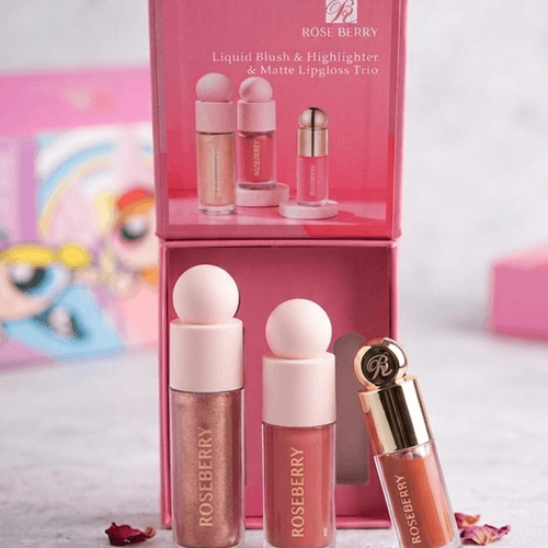 Coffret Trio Blush Liquide Highlighter Et Gloss Mat