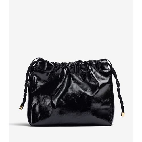 Sac À Main En Cuir Verni Noir Froissé
