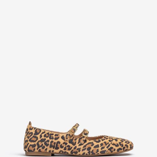 Ballerines Avec Double Boucles En Cuir Imprimé Leopard
