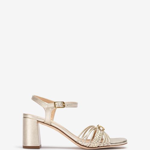 Sandales En Cuir Metallisé Avec Bride Tressée