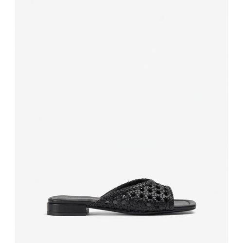 Mules Plates En Cuir Tressé