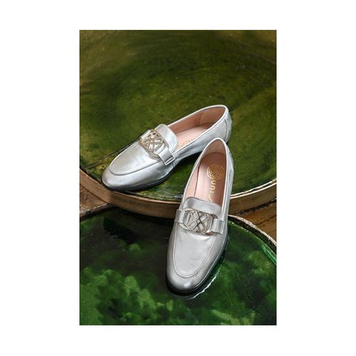 Mocassins Avec Logo Et Cuir Metallisé