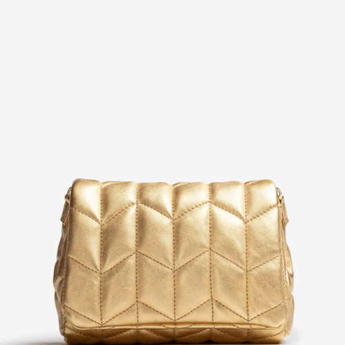 Petit Sac Matelassé En Cuir Metallisé Platino