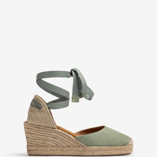 Espadrilles À Lacets Sur La Cheville En Daim