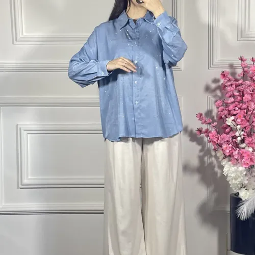 Chemise Bleu À Strass