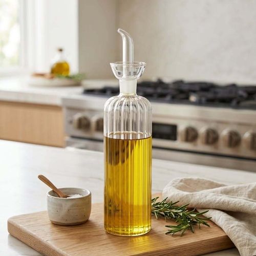 Distributeur D'huile Et Vinaigre En Verre Côtelé 
