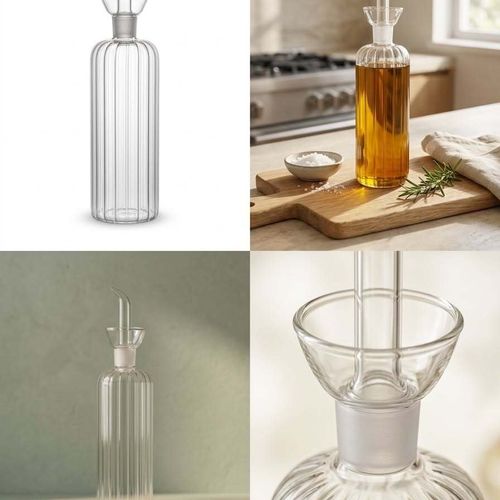 Distributeur D'huile Et Vinaigre En Verre Côtelé 