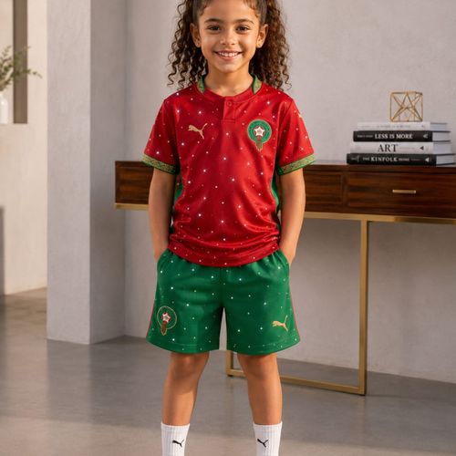 Ensemble Enfant Maroc – Maillot Rouge & Short Vert