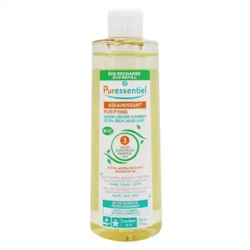 Savon Liquide - Eco-recharge - 3 Huiles Essentielles Bio - Hypoallergénique - Mixte