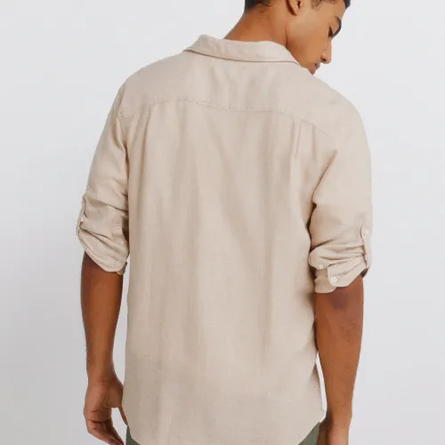 Chemise Lin Viscose Texturée Manches 3/4