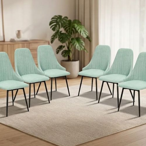 Pack Elma – Lot De 6 Chaises Pivotantes Bi-matière : Tissu Turquoise & Similicuir Vert Menthe