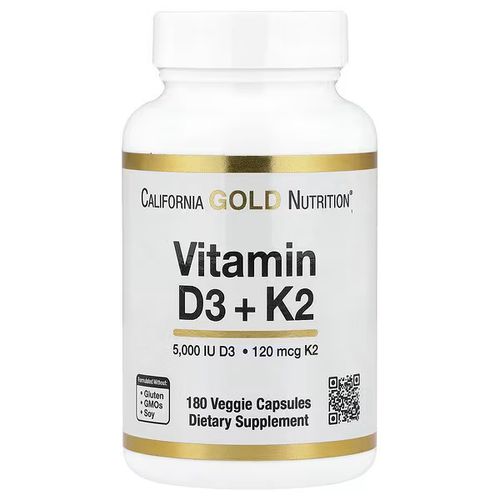 Vitamin D3 + K2 As Mk-7, 180 Veggie Capsules