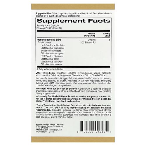 Lactobif® 100 Probiotics, 100 Billion Cfu, 30 Veggie Capsules