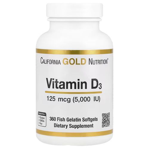 Vitamin D3, 125 Mcg (5,000 Iu), 360 Fish Gelatin Softgels