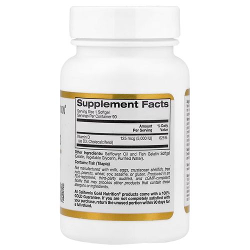 Vitamin D3, 125 Mcg (5,000 Iu), 90 Fish Gelatin Softgels