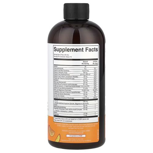 Liquid Morning Multivitamin + Hair Growth, Peach Mango, 15.22 Fl Oz (450 Ml)