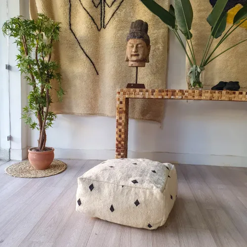 Kilim Creamy Floor Pouf
