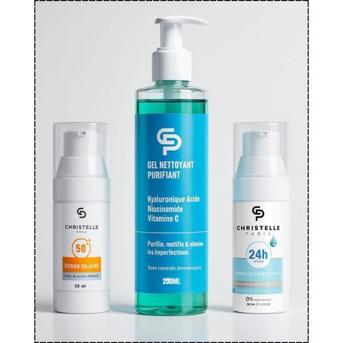 Pack : Gel Nettoyant Hydratant - Crème Antitaches & Écran Protection Invisible