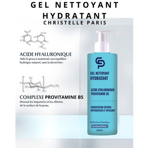 Christelle Paris Gel Nettoyant Hydratant Pour Le Visage Sans Parfum Sans Paraben, 400 Ml