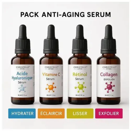 Pack 4 Sérums – Acide Hyaluronique, Vitamine C, Rétinol & Collagèn