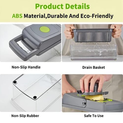 Mandoline Multifonctionnelle 12 En 1 - Coupe-légumes Et Fruits Avec Récipient