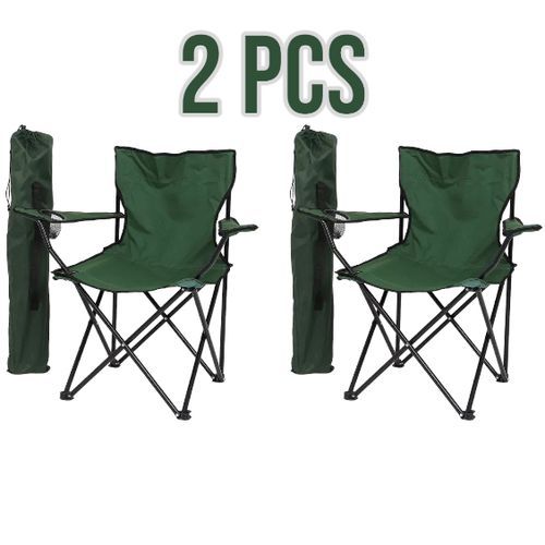 Lot De 2 Chaise De Plage Siège De Camping Fauteuil Munie D'un Porte-gobelet