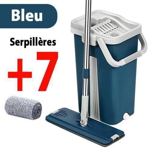 Kit Serpillière Magique 2 En 1 Avec Seau À Essorage Automatique + 7 
