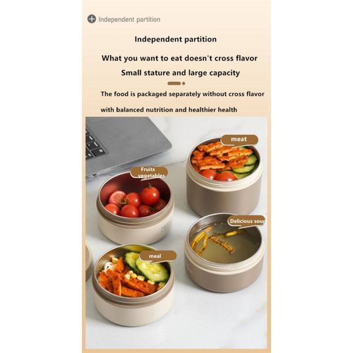 Lunch Box Isotherme Portable En Acier Inoxydable, Récipient Alimentaire Isolant