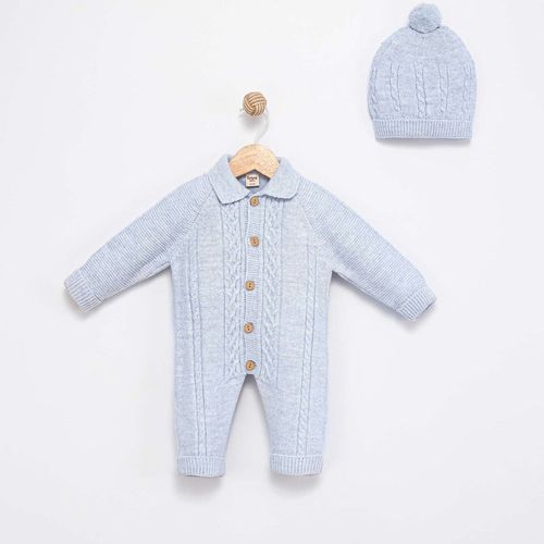 Grenouillère En Laine Douce Avec Son Bonnet Assorti
