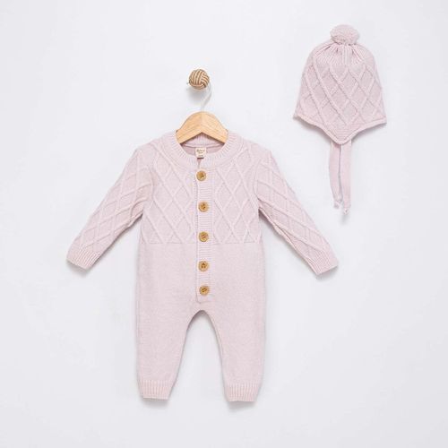 Grenouillère En Laine Avec Son Bonnet Assorti