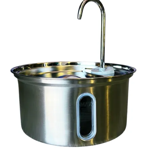 F02 Fontaine À Eau Ronde En Inox Pour Animaux