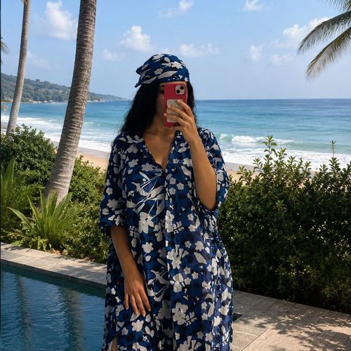 Robe Chemise de Plage Maxi à Imprimé Floral
