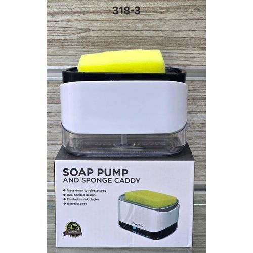 Distributeur de Savon de Cuisine avec Porte-Éponge 380ml