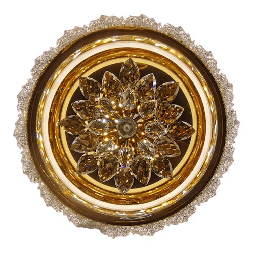 Plafonnier LED en métal, cristal et acrylique — Doré