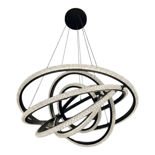 Suspension LED à 6 anneaux en fer et acrylique