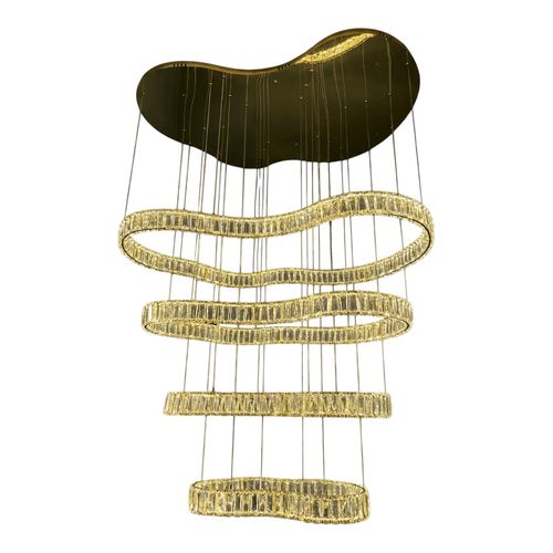 Lustre LED en fer et cristal — Doré