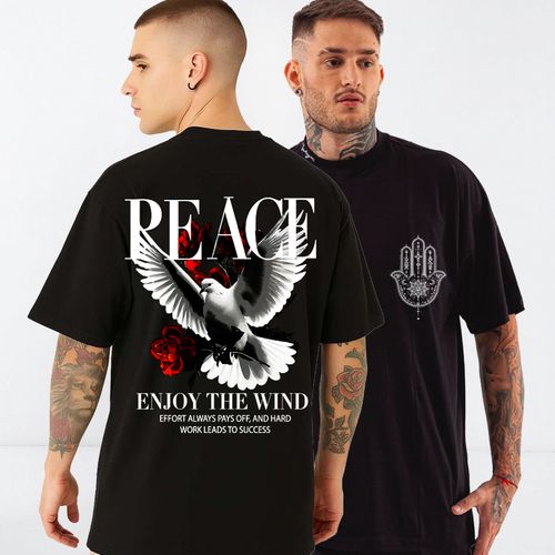 T-shirt Streetwear " peace " oversize