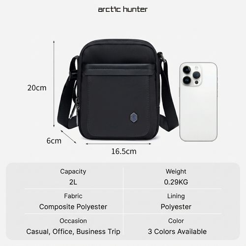 Sac bandoulière compact avec fermeture éclair et poche extérieure