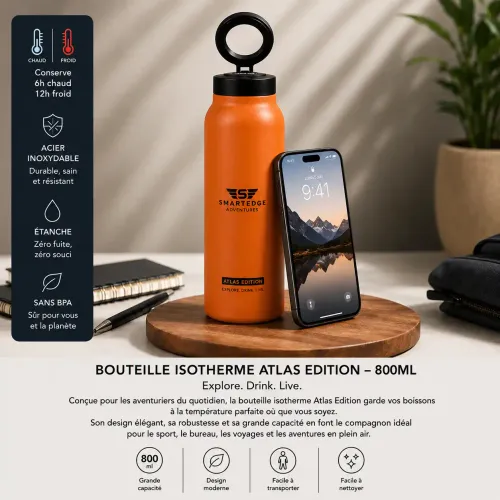 Bouteille Isotherme Avec Support Téléphone Intégré 