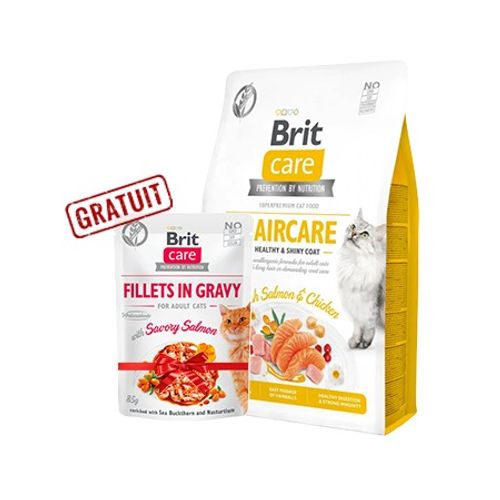 Cat Grain-free Haircare Healthy And Shiny Coat + Fillets In Gravy 85g Gratuit