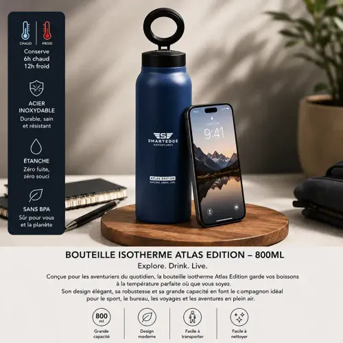 Bouteille Isotherme Atlas Edition Avec Support Téléphone Intégré