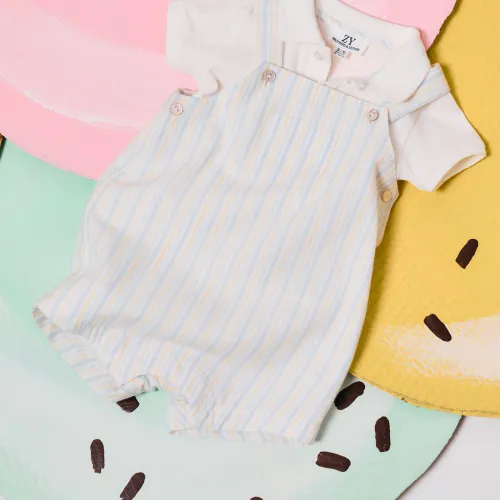 Cotton Bodysuit + Striped Shorts B&s For Newborns