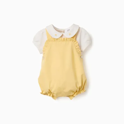 2-in-1 Jumpsuit In Cotton And Linen For Newborn Boy